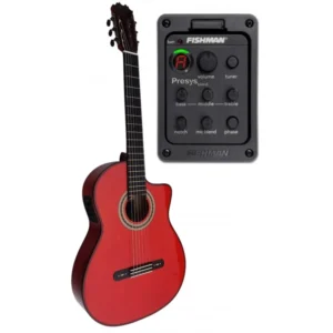 AATF-17BRE CUT Blanca de Cipres teñido de rojo con Cutaway y Previo Fishman PSY-301